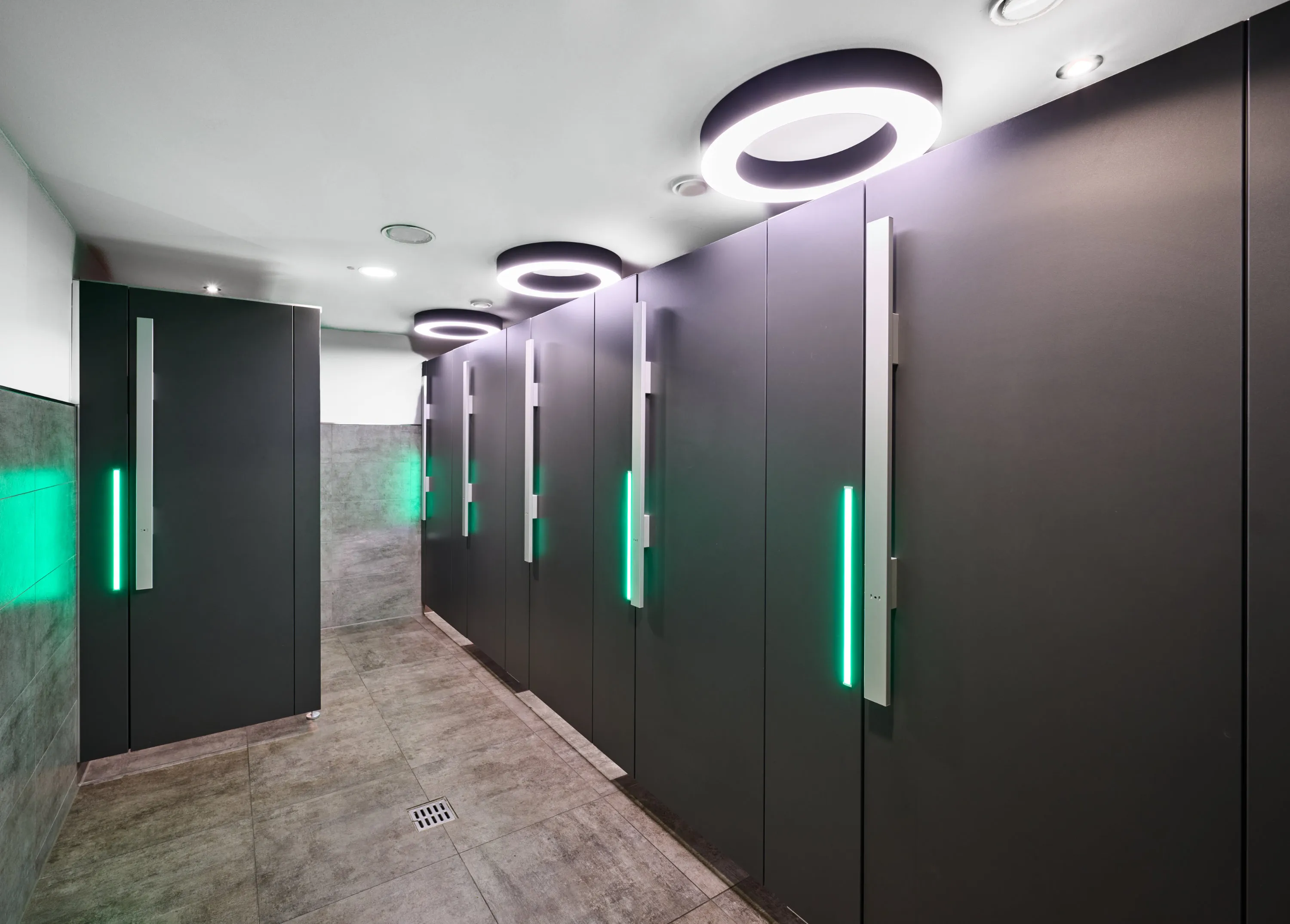 WC-Trennwand EF-3 JUMP mit Stangengriff LED-Lichtelement